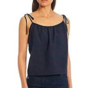 Gianni Bini Navy Woven Bella Scoop Neck Tie Shoulder Sleeveless Top- NWT